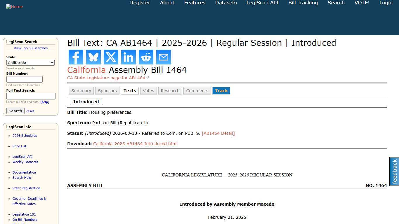 Bill Text: CA AB1464 2025-2026 Regular Session Introduced LegiScan