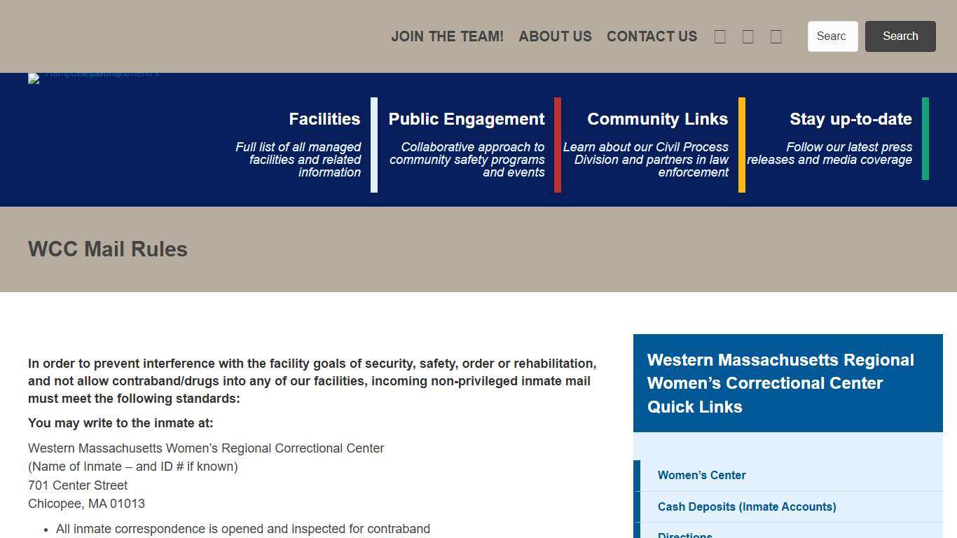 WCC Mail Rules - Sheriff