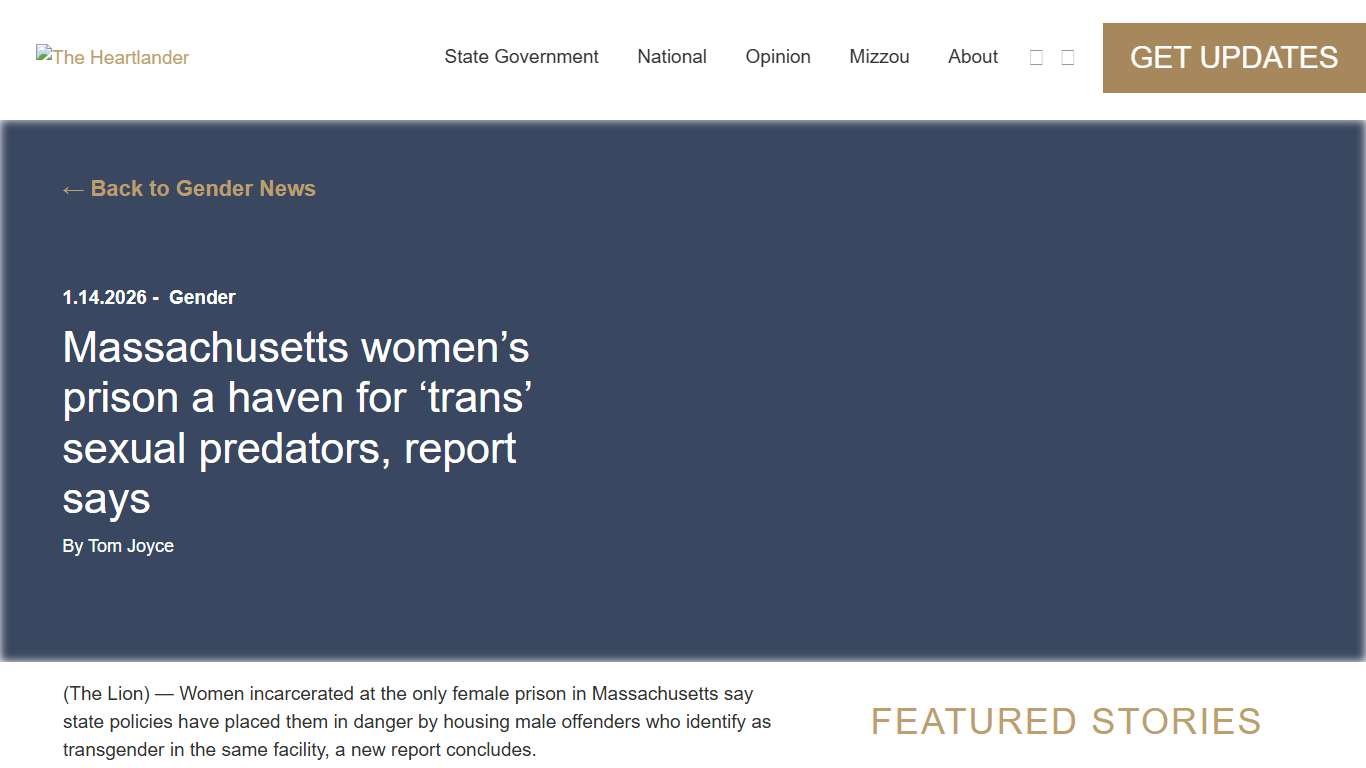 Massachusetts women’s prison a haven for 'trans' sexual predators, report says - The HeartlanderThe Heartlander